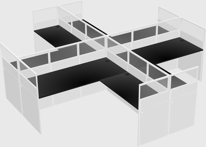 Shared l-shaped cubicles