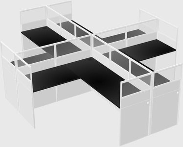 Shared l-shaped cubicles
