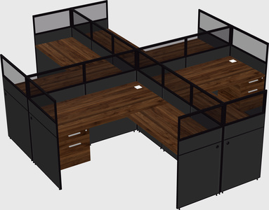 Shared l-shaped cubicles