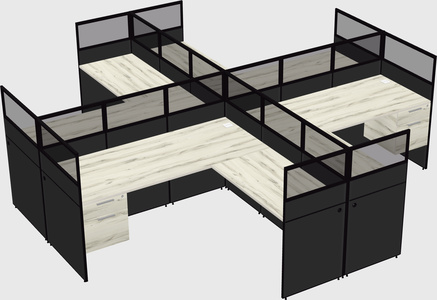 Shared l-shaped cubicles