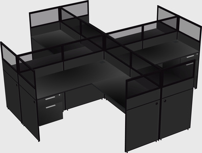 Shared l-shaped cubicles