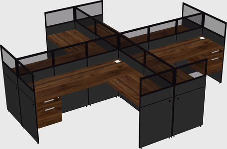 Shared l-shaped cubicles