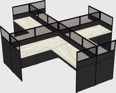 Shared l-shaped cubicles