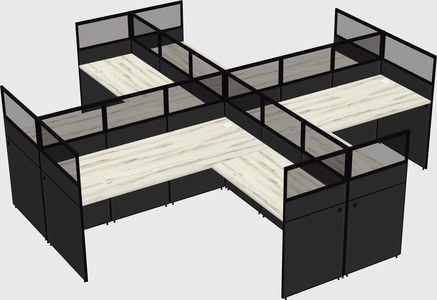 Shared l-shaped cubicles