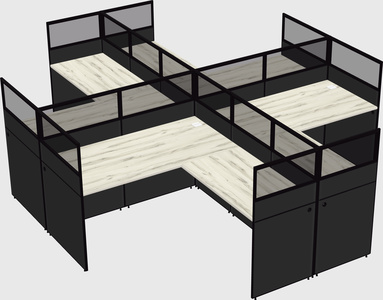 Shared l-shaped cubicles