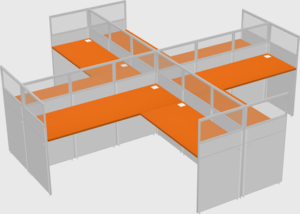 Shared l-shaped cubicles