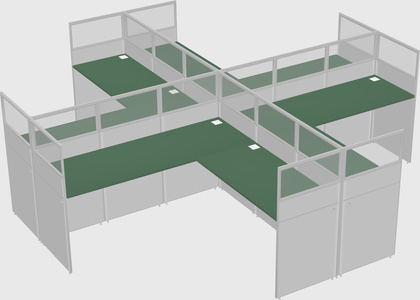 Shared l-shaped cubicles
