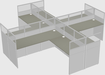 Shared l-shaped cubicles