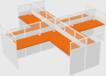 Shared l-shaped cubicles