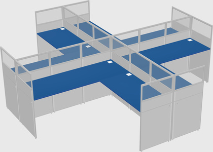 Shared l-shaped cubicles