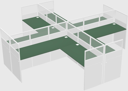 Shared l-shaped cubicles