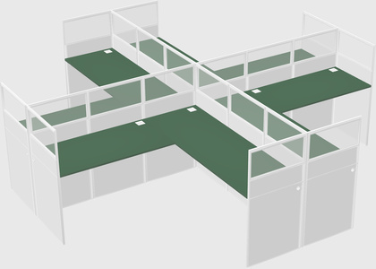Shared l-shaped cubicles