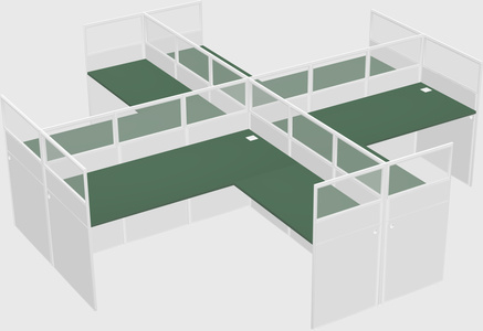 Shared l-shaped cubicles