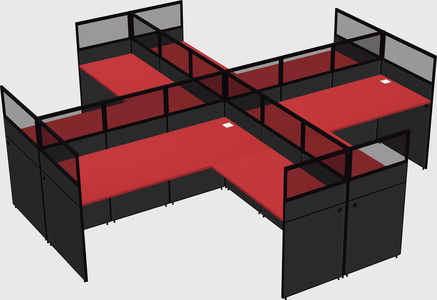 Shared l-shaped cubicles