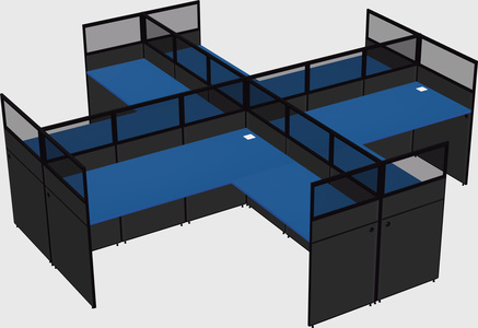 Shared l-shaped cubicles