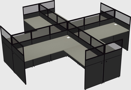 Shared l-shaped cubicles