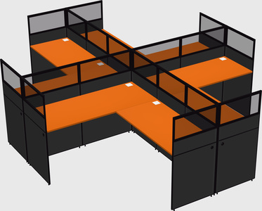 Shared l-shaped cubicles