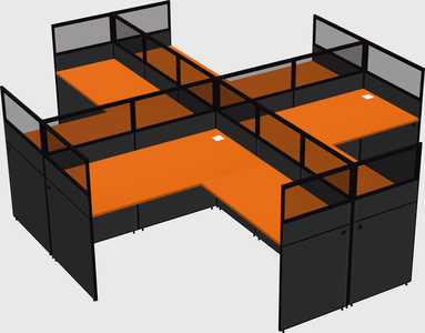 Shared l-shaped cubicles