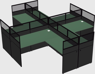 Shared l-shaped cubicles