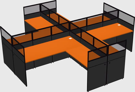Shared l-shaped cubicles
