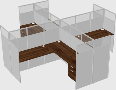 Shared l-shaped cubicles