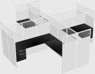 Shared l-shaped cubicles