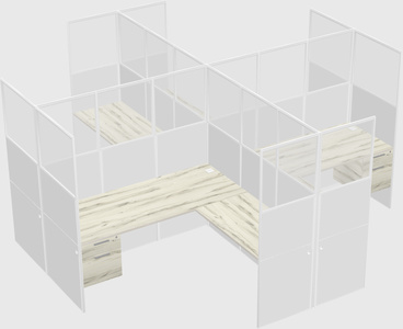Shared l-shaped cubicles