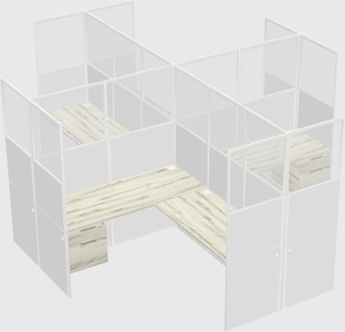 Shared l-shaped cubicles