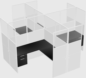 Shared l-shaped cubicles