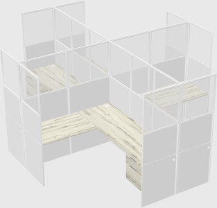 Shared l-shaped cubicles