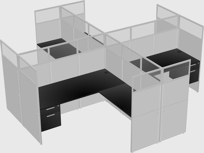 Shared l-shaped cubicles