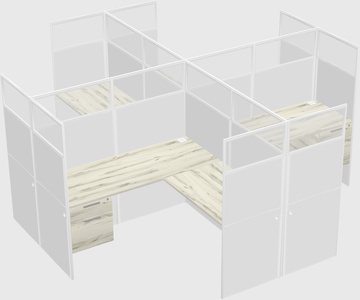 Shared l-shaped cubicles