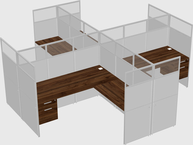 Shared l-shaped cubicles
