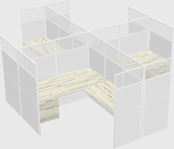 Shared l-shaped cubicles