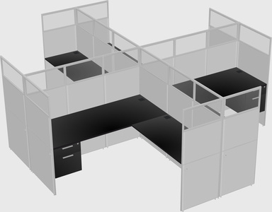 Shared l-shaped cubicles