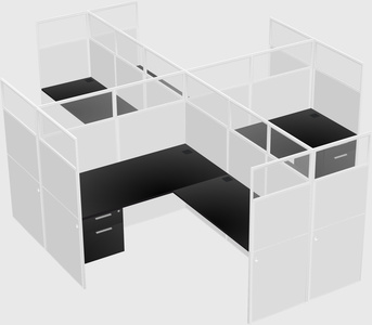 Shared l-shaped cubicles