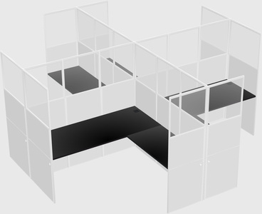 Shared l-shaped cubicles