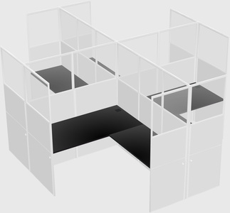 Shared l-shaped cubicles