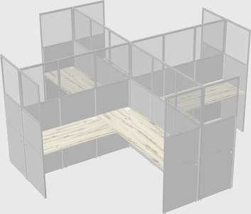 Shared l-shaped cubicles