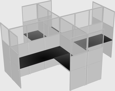 Shared l-shaped cubicles