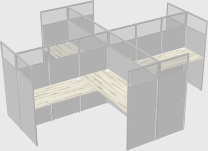 Shared l-shaped cubicles