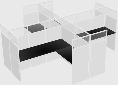 Shared l-shaped cubicles