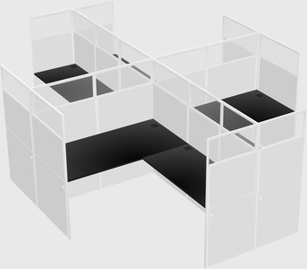 Shared l-shaped cubicles