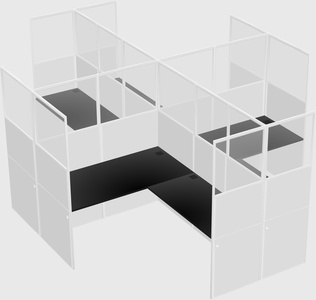 Shared l-shaped cubicles