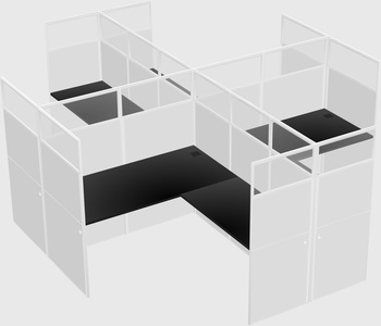 Shared l-shaped cubicles