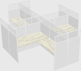 Shared l-shaped cubicles