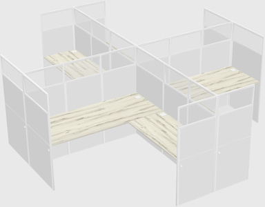 Shared l-shaped cubicles