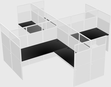Shared l-shaped cubicles