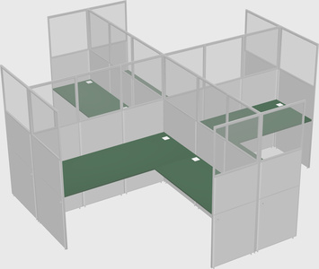 Shared l-shaped cubicles
