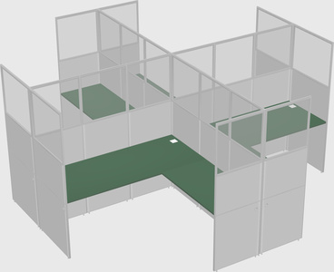 Shared l-shaped cubicles